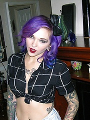 Nude & Tattooed Metalhead Punk Babe Kandy