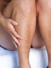 Sayge strips outdoors and masturbates alone